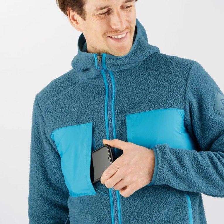 Turquoise Salomon Essential Warm Teddy Men's Jackets | IE LM1362